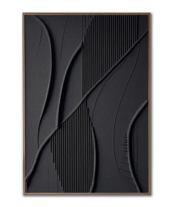 Handmade Black Textured Painting – Minimalist 3D Canvas Art