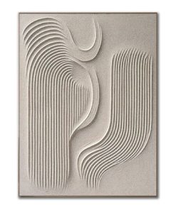 Wabi-Sabi Minimalist Wall Art – 3D Beige Textured Abstract Canvas Elegant Curves