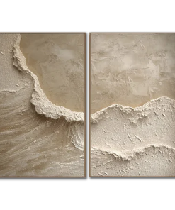 Coastal Abstract Paintings – Minimalist Canvas Wall Art Set (2 Pieces)